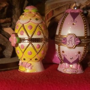 2 faberge princess eggs/trinket eggs